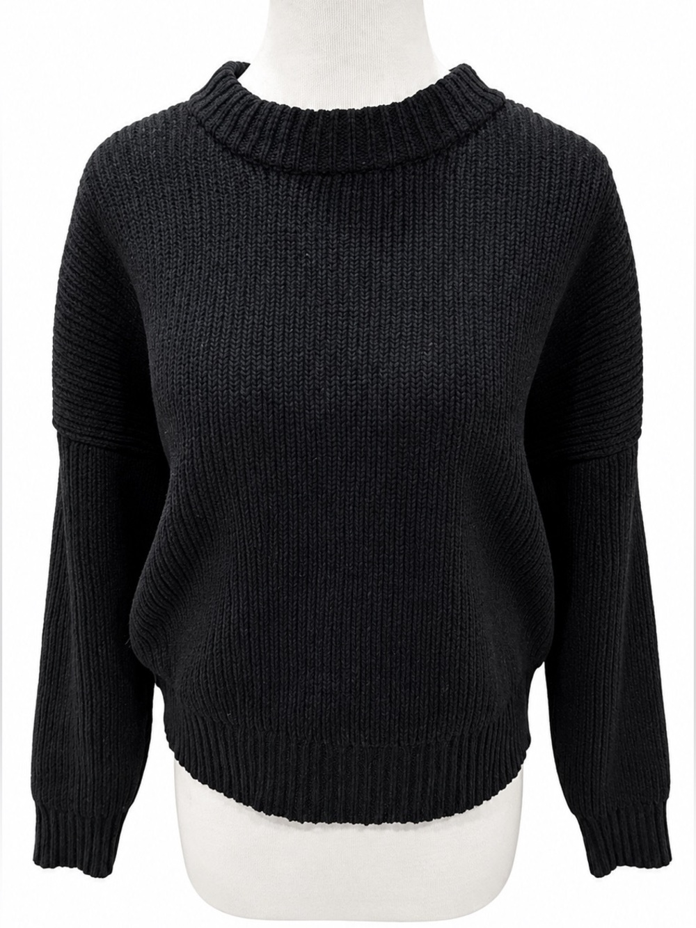 Abercrombie & Fitch Black Ribbed Crewneck Sweater